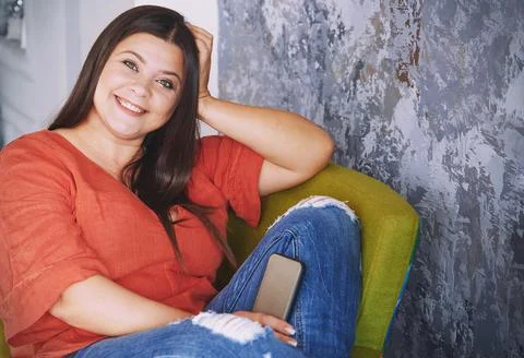 Plus size model smiling Stock Photos