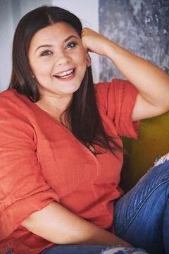 Plus size model smiling Stock Photos