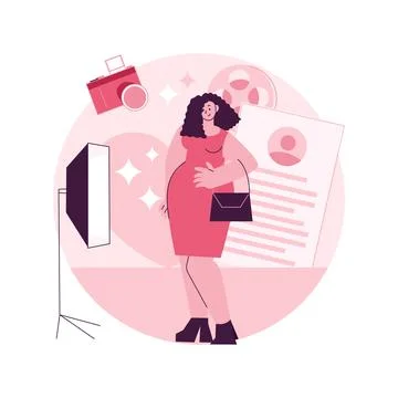 Plus size models abstract concept vector illustration. Stock Illustration