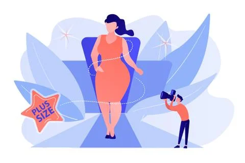 Plus size models concept vector illustration. Stock Illustration