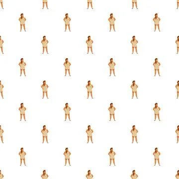Plus size woman character repeating seamless pattern Stock Illustration