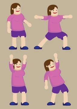 Plus Size Woman Exercising Vector Cartoon Illustration Illustrazione stock