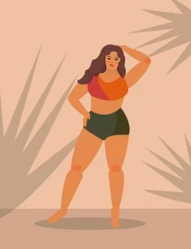 Plus size woman posing while standing. Body positive concept. Overweight Stock-Illustration