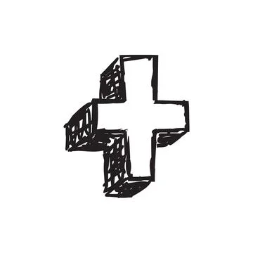 Plus sketch design icon. Stock Illustration