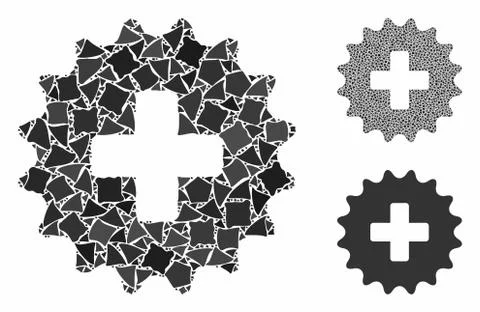 Plus stamp Composition Icon of Irregular Items Stock Illustration