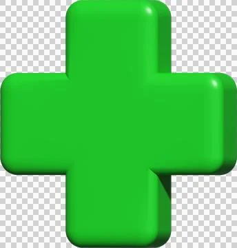 Plus symbol 3d, cross green icon, plus for message social media Stock Illustration