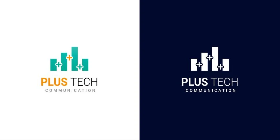 Plus Tech logo design for technology company Stock Illustration