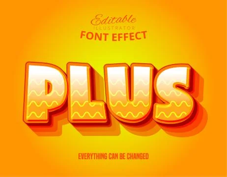 Plus text, editable font effect Stock Illustration