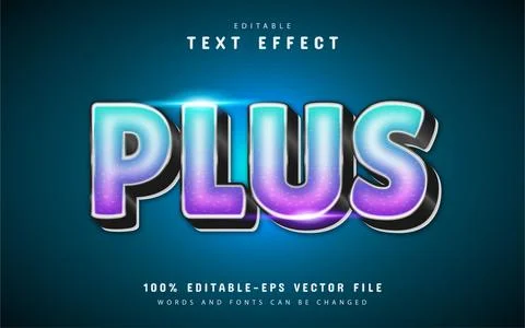 Plus text effect with gradient Stock Illustration