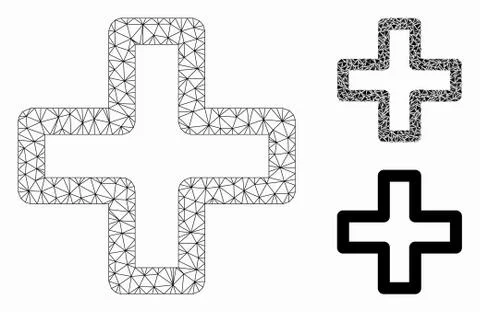 Plus Vector Mesh Wire Frame Model and Triangle Mosaic Icon イラスト素材