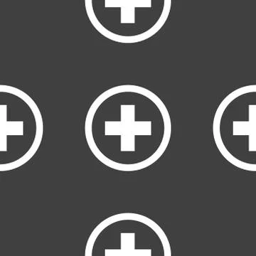 Plus web icon. flat design. Seamless pattern. イラスト素材