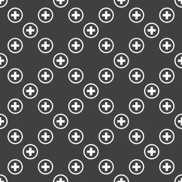 Plus web icon. flat design. Seamless pattern. イラスト素材