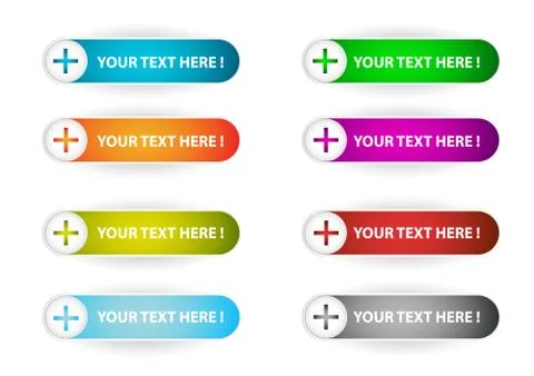 Plus web menu buttons set Stock Illustration