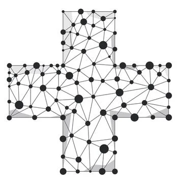 Plus wireframe digital future technology polygonal vector concept. Stock Illustration