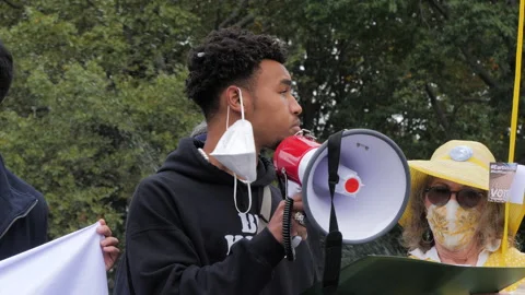 Plus1vote protest  speech :NYC NY USA :10/24/2020 Stock Footage 141830841