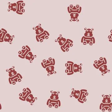 Plush toy child glyph vector seamless pattern 스톡 일러스트