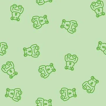 Plush toy child line vector seamless pattern Stock Illustration