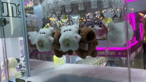 Plush Toy Claw Machine in Bangkok Thailand Arcade Vídeos de archivo 345832078