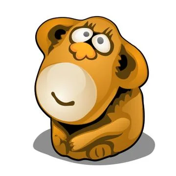 Plush toy in the form of brown monkey isolated on white background. Vector ca Stock Illustration