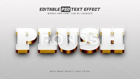 Plush white gold text effect PSD Template