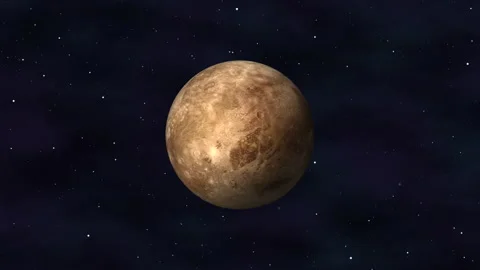 Pluto 3D Planet Rotating In A Space Background With Stars Loop Stock Footage 305279908