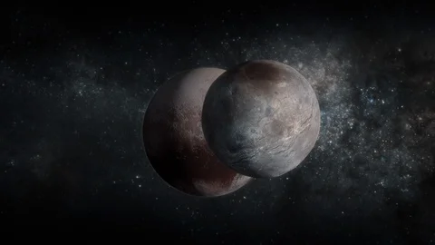 Pluto and its moon Charon in Space Vidéo 96588058
