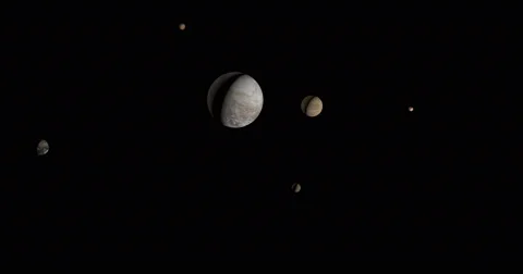 Pluto and its Moons - 4K  = orbits Stock Footage 50590211