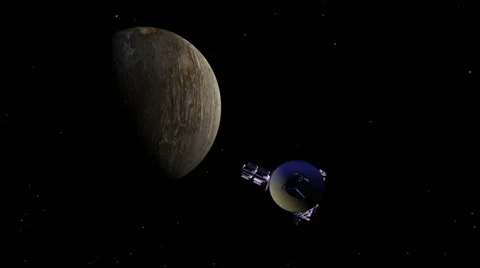Pluto and satellite flyby Stock Footage 50563715