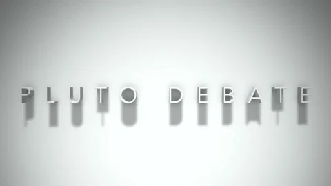 Pluto debate 3D title animation with shadows on a white background Stock Footage 297855840