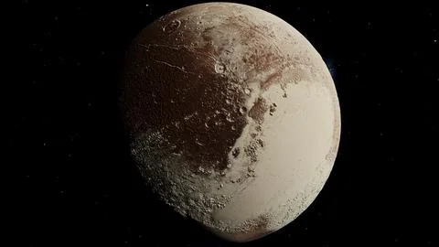 Pluto Dwarf Planet Tombaugh Regio and Surface 8K 3D Render Stock Illustration