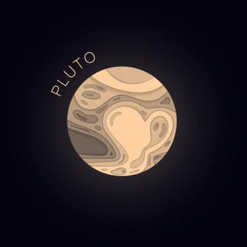 Pluto. Planet in paper cut style. Vector Stock Illustration