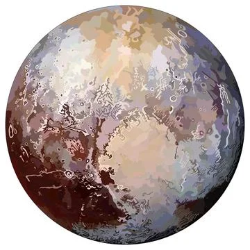 Pluto planet vector drawing on isolated background Stock Illustration