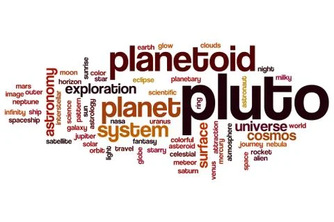 Pluto word cloud concept Stock Illustration