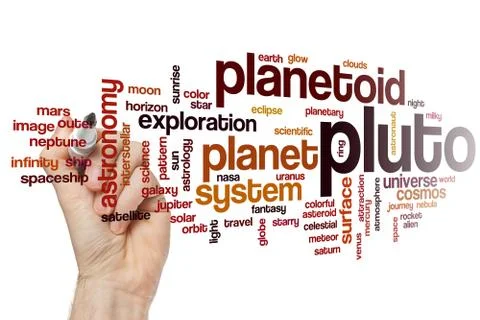 Pluto word cloud concept Stock Illustration
