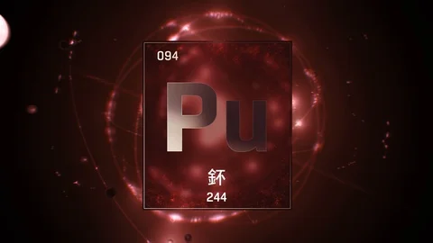 Plutonium as Element 94 of the Periodic Table 3D illustration on red background 스톡 동영상 126452971