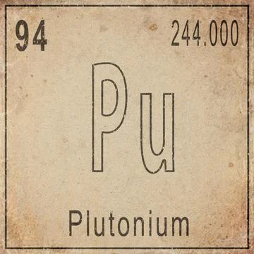 Plutonium Element Card from Periodic Table on Vintage Old Paper Stock Illustration
