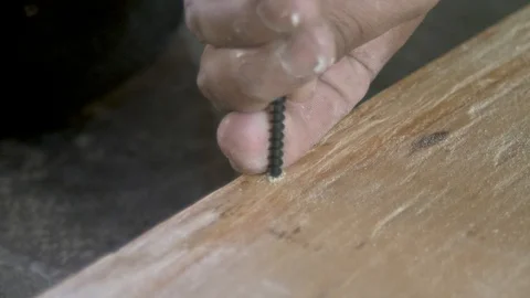 Plywood screwing process close up Stock Footage 122654330