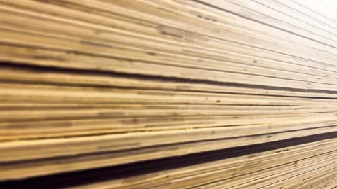 Plywood Sheets Stack Side View | Construction Material Warehouse Storage | Layer Stock Footage 316932305