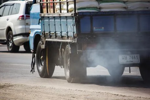 PM 2.5 from emissions and dust from trucks. Stock Photos