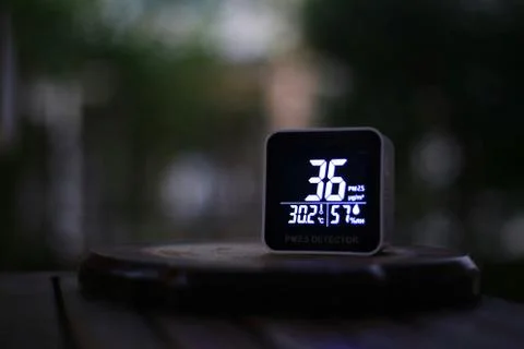 PM 2.5 (particulate matter), small harmful dust sensor detects slightly parti Stock Photos