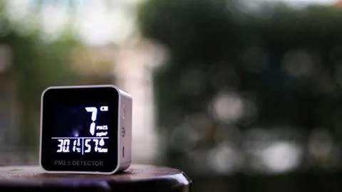 PM 2.5 (particulate matter), small harmful dust sensor detects small amount o Stock Photos