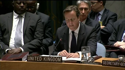 P.M. David Cameron speaks during United Nations Security Council Summit - 2014 Stock Footage 93028089