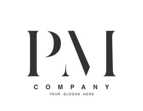 PM logo design. Initial letter p and m serif font style. Creative classic c.. Stock Illustration