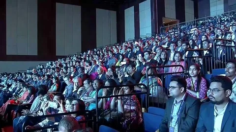 PM Narendra Modi delivering speech to the crowd at plenary session - 2017 Stock Footage 84723194