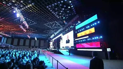 PM Narendra Modi delivering speech to the crowd at plenary session - 2017 Stock Footage 84723205