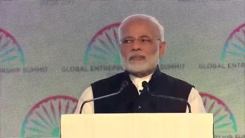 PM Narendra Modi talking about achievements at plenary session - 2017 Stock Footage 84723219