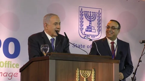 PM Netanyahu, Ron Paz meet with the Foreign Press and diplomats 스톡 동영상 59211224