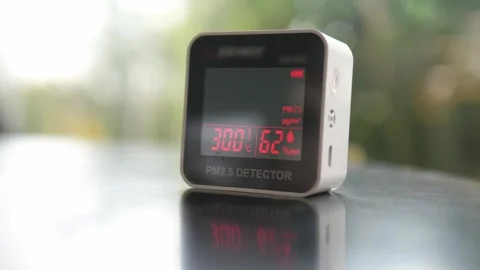 PM2.5 Dust Measuring Device: Danger Alert Notifications Video stock 268944295