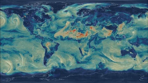 PM2.5 Impact on Earth's Weather: Visualizing PM2.5 Levels and Atmospheric 스톡 동영상 256624380