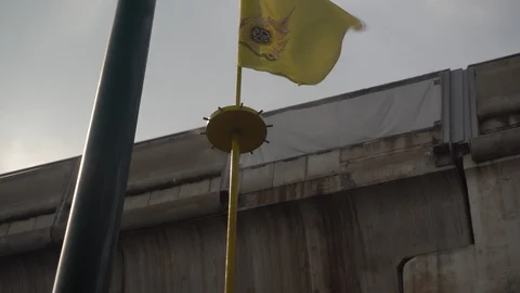 PM2.5 water sprayers.Was installed to help with the dust in the air. Stock Footage 123529124